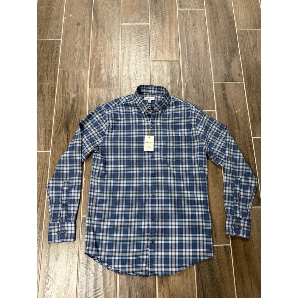 Peter Millar Shirt Mens M Plaid Soft Flannel Long Sleeve Button Up Blue